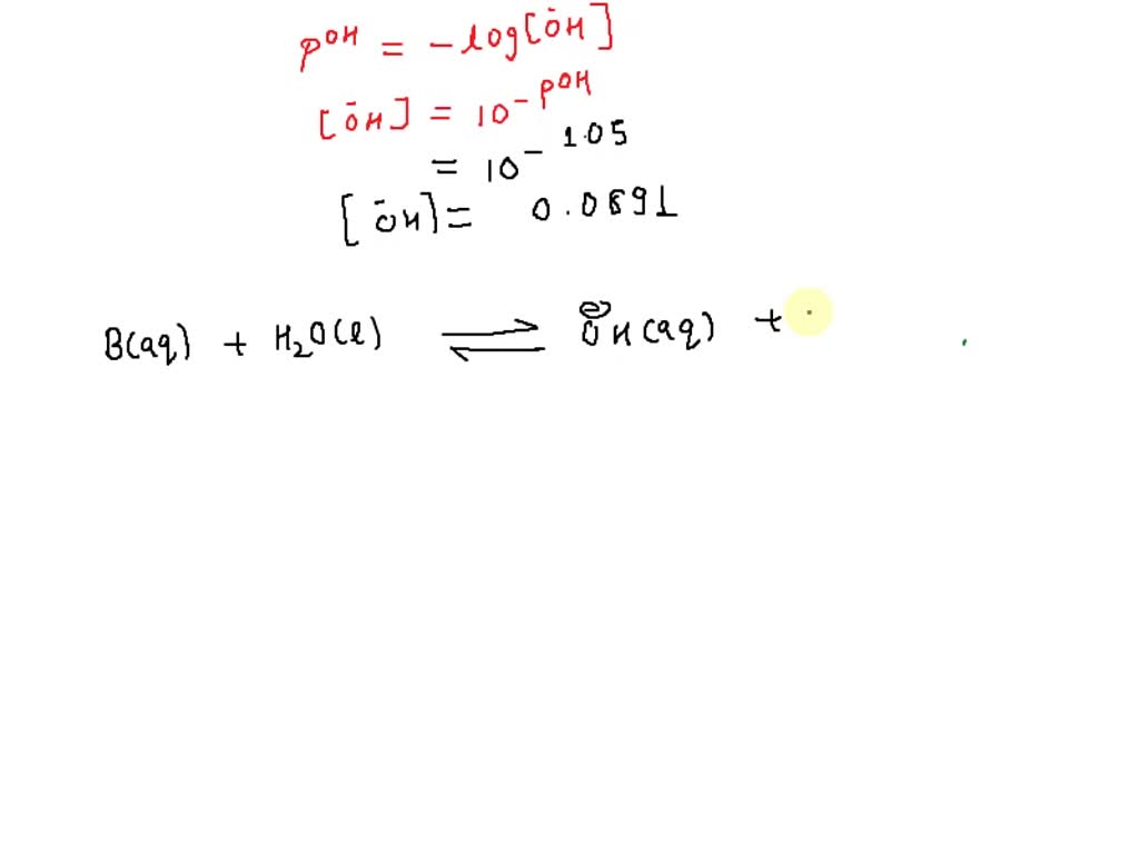 Unknown Weak Base Problem SOLVED: The pH for a 0.185 M solution of an unknown weak base, B, is 12 ...
