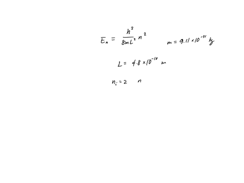 an-electron-confined-to-a-one-dimensional-box-of-width-048-nm-by-infinite-potential-energy-barriers-emits-a-photon-when-it-makes-a-transition-from-the-second-excited-state-to-the-ground-stat-56945