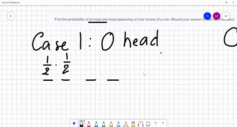 find-the-probability-of-at-most-one-head-appearing-on-four-tosses-of-a-coin-round-your-answer-to-two-decimal-place