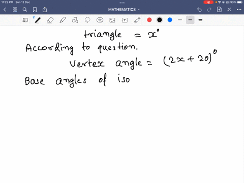 the-vertex-angle-of-an-isosceles-triangle-measures-20-degrees-more-than-twice-the-measure-of-one-of-its-base-angles-how-many-degrees-are-there-in-a-base-angle-of-this-triangle-81657