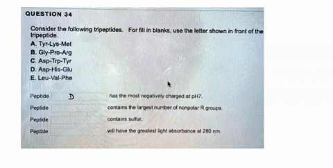 question-34-consider-the-following-tripeptides_-for-fill-in-blanks-use-the-letter-shown-in-front-of-the-tripeptide_-tyr-lys-met-gly-pro-arg-c-asp-trp-tyr-d-asp-his-glu-leu-val-phe-peptide-ha-24626