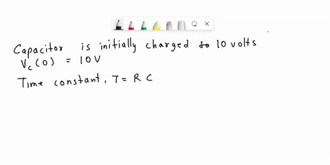 in-the-rc-circuit-shown-the-capacitor-is-initially-charged-to-10-volts-and-the-switch-closes-at-time-t0-the-voltage-across-the-capacitor-can-be-described-by-the-equation-vct-given-below-for-56048