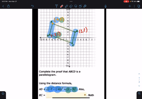 quadrilateral-abcd-shown-on-the-coordinate-plane-below-camplete-the-proof-that-abcd-is-parallelogram-using-the-distonce-formula-7-7-6-1-5-also-both-ad-and-bc-are-equa-which-means-ad-also-usi-79167