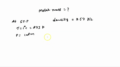 what-is-the-molar-mass-of-a-gas-that-has-a-density-of-257-gl-at-stp-76737