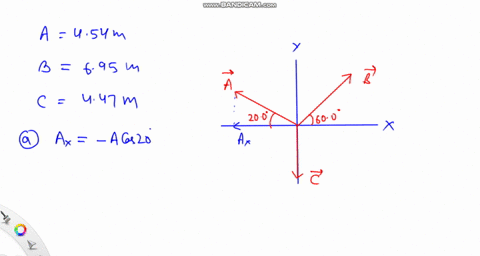 the-three-displacement-vectors-in-the-drawing-have-magnitudes-of-a-454-m-b-695-m-and-c-447-m-find-the-resultant-a-magnitude-and-b-directional-angle-of-the-three-vectors-by-means-of-the-compo-60769