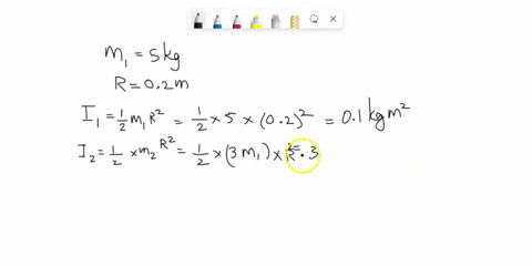 4a-5-kg-disk-1-with-a-02m-radius-is-rotating-freely-and-has-an-angular-velocity-100-rad-sec-about-a-vertical-axis-that-coincides-with-its-symmetry-axis-as-shown-its-moment-of-inertia-about-t-45397