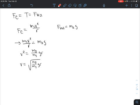 mass-m1-on-the-frictionless-table-of-the-figure-is-connected-by-a-string-through-a-hole-in-the-table-to-a-hanging-mass-m2-figure-1-with-what-speed-must-m1-rotate-in-a-circle-of-radius-r-if-m-01737
