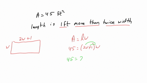 the-area-of-rectangle-is-45-and-the-length-of-the-rectangle-is-ft-more-than-twice-the-width-find-the-dimensions-of-the-rectangle_-length-2-width-25703