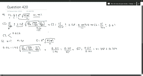 a-manufacturer-of-electronic-calculators-is-interested-in-estimating-the-fraction-of-defective-units-produced-a-random-sample-of-950-calculators-contains-15-defectives-compute-a-99-upper-confidence-bo