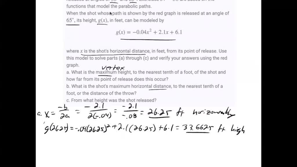 SOLVED An athlete whose event is the shot put releases the shot with