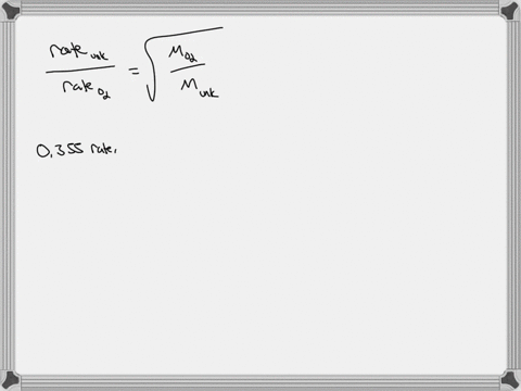 an-unknown-gas-composed-of-homonuclear-diatomic-molecules-effuse-at-a-rate-that-is-only-0355-times-that-of-o2-at-the-same-temperature-calculate-the-molar-mass-of-the-unknown-and-identify-it-57232
