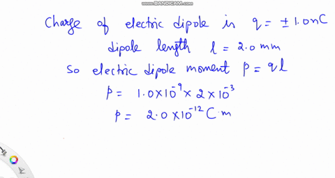 an-electric-dipole-is-formed-from-10-nc-charges-spaced-20-mm-apart-the-dipole-is-at-the-origin-oriented-with-its-dipole-moment-along-the-positive-x-axis-what-is-the-electric-field-strength-a-96368