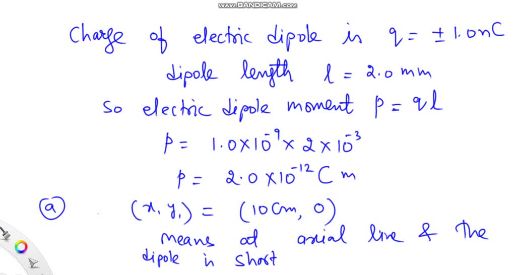 SOLVED An electric dipole is formed from +1.0 nC charges spaced 2.0 mm