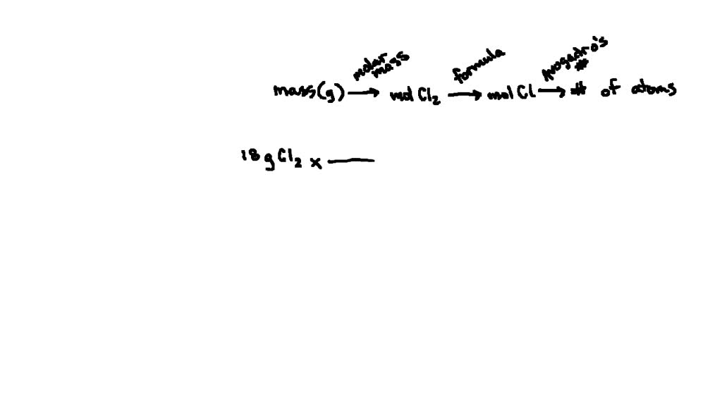 SOLVED How many chlorine atoms are in 18 grams of chlorine gas?