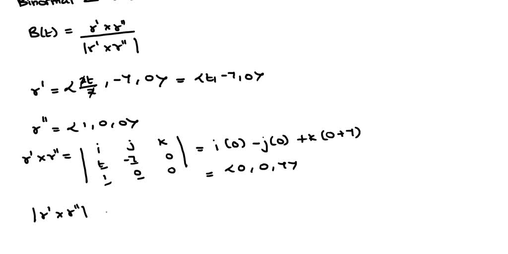 SOLVED: Compute the unit binormal vector and torsion of the curve 12) r ...