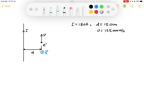 11aa-long-straight-wire-has-a-current-of-180a-flowing-upwardsan-electron-is-traveling-parallel-to-the-wire-in-the-same-direction-as-the-currentand-at-a-speed-of-125000-msif-the-electron-is-1-03776