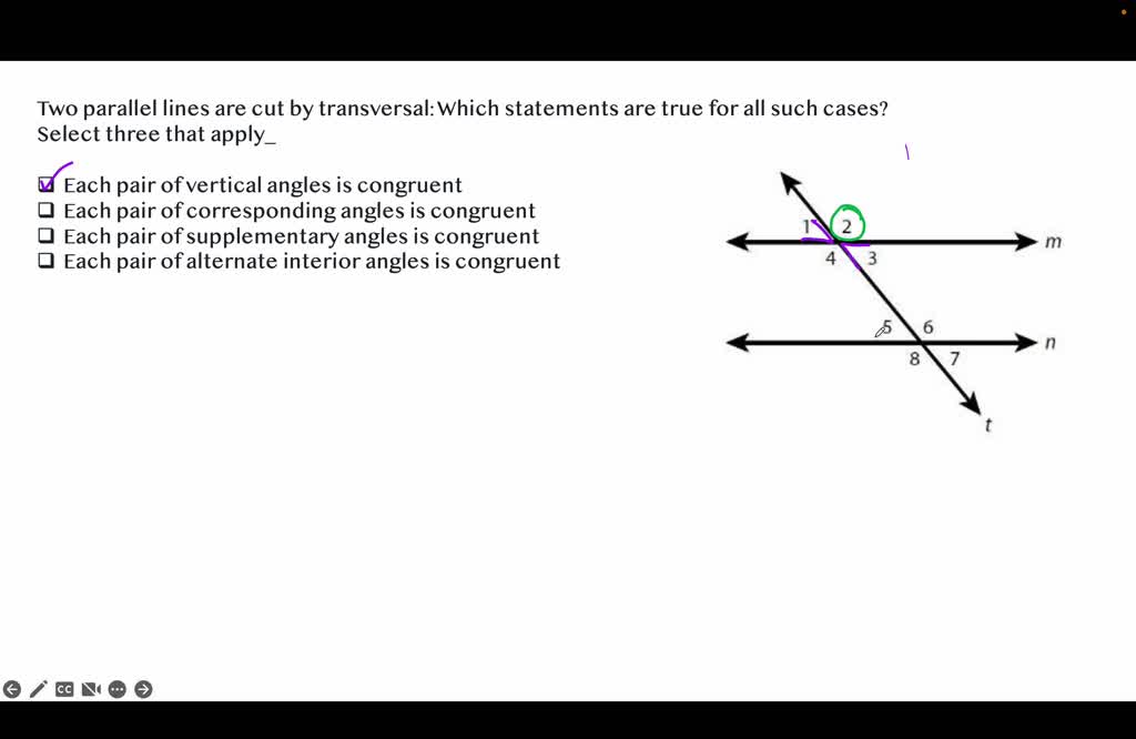 solved-two-parallel-lines-are-cut-by-transversal-which-statements