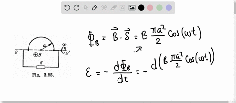 a-wire-shaped-as-a-semi-circle-of-radius-a-rotates-about-an-axis-00-with-an-angular-velocity-w-in-a-uniform-magnetic-field-of-induction-b-fig-385-the-rotation-axis-is-perpendicular-to-the-fi-30726