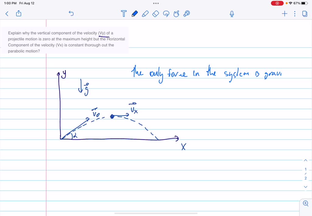 SOLVED: Explain why the vertical component of the velocity (Vy) of a ...