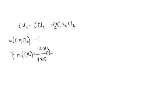 for-the-following-reaction-731-grams-of-methane-ch4-are-allowed-to-react-with-292-grams-of-carbon-tetrachloride-ch4-g-carbon-tetrachloride-g-dichloromethane-ch2cl2-g-what-is-the-maximum-amount-of-dich