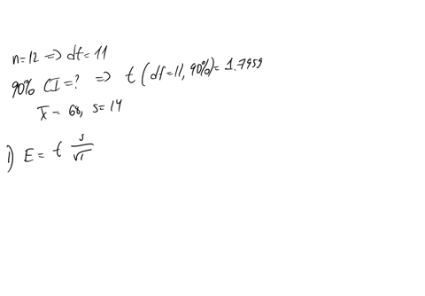 a-simple-random-sample-of-size-n-12-is-drawn-from-a-population-that-is-normally-distributed-the-sample-mean-is-found-to-be-x-688-and-the-sample-standard-deviation-is-found-to-be-s-14-constru-80104