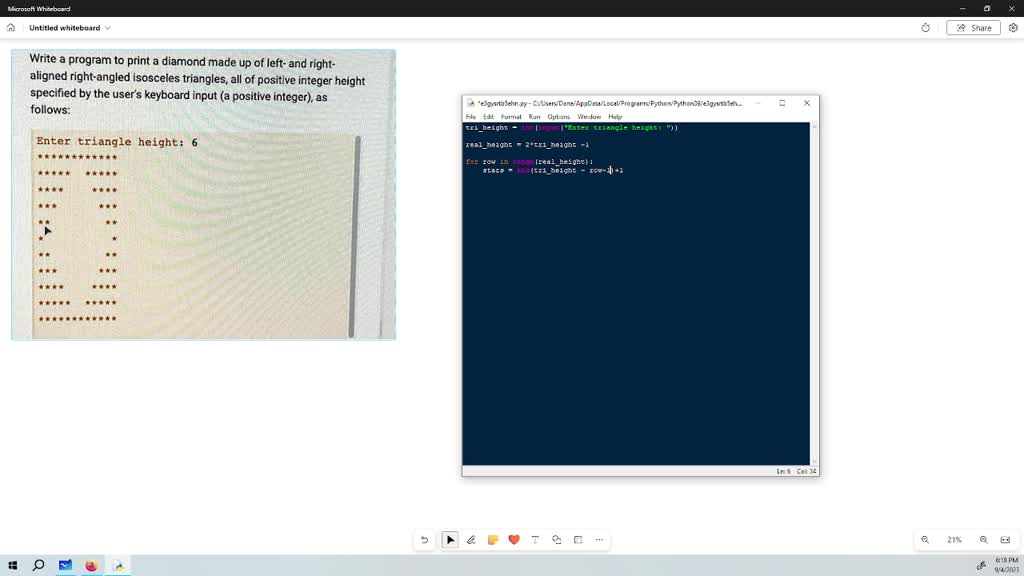 SOLVED: a) Write a program to print the following diamond shape.You may ...