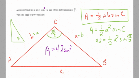 an-isosceles-triangle-has-an-area-of-42-cm-and-the-angle-between-the-two-equal-sides-2n3-what-is-the-length-of-the-two-equal-sides-sketch-figure-and-label-the-measures_-84174