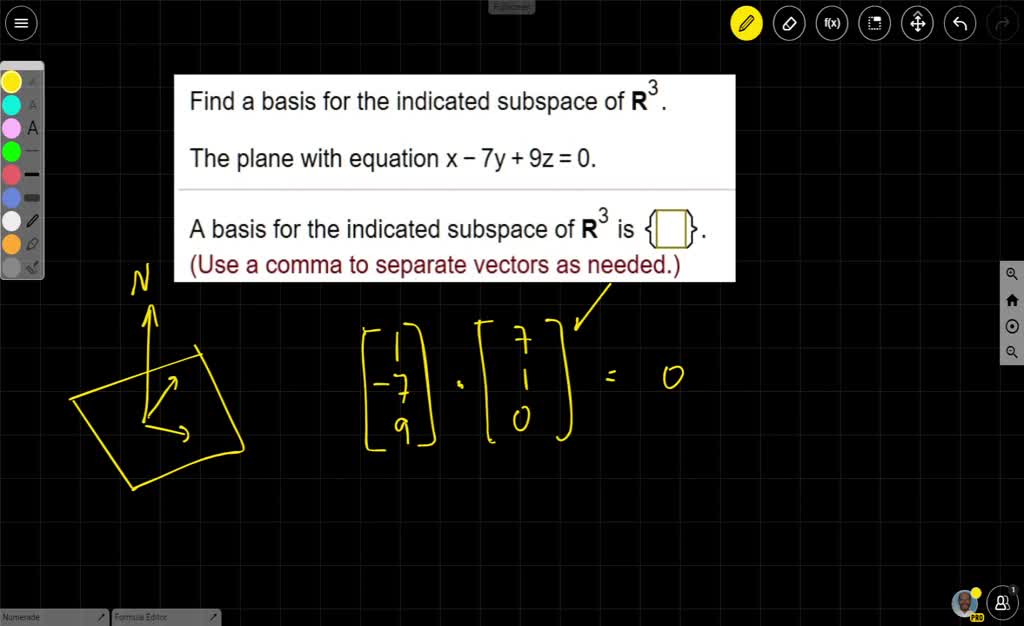 solved-find-basis-for-the-indicated-subspace-of-r-the-plane-with-equation-x-2y-4z-0