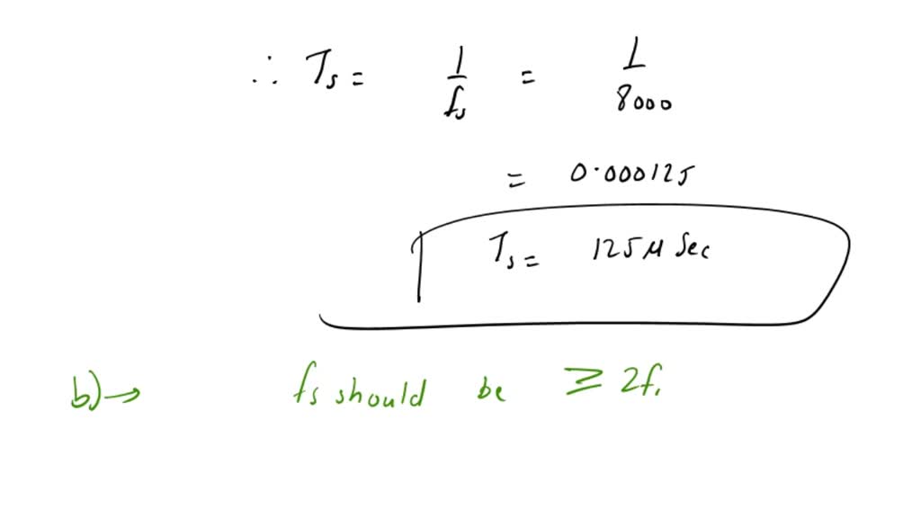 SOLVED A voice signal is sampled at 8000 samples per second. a. What