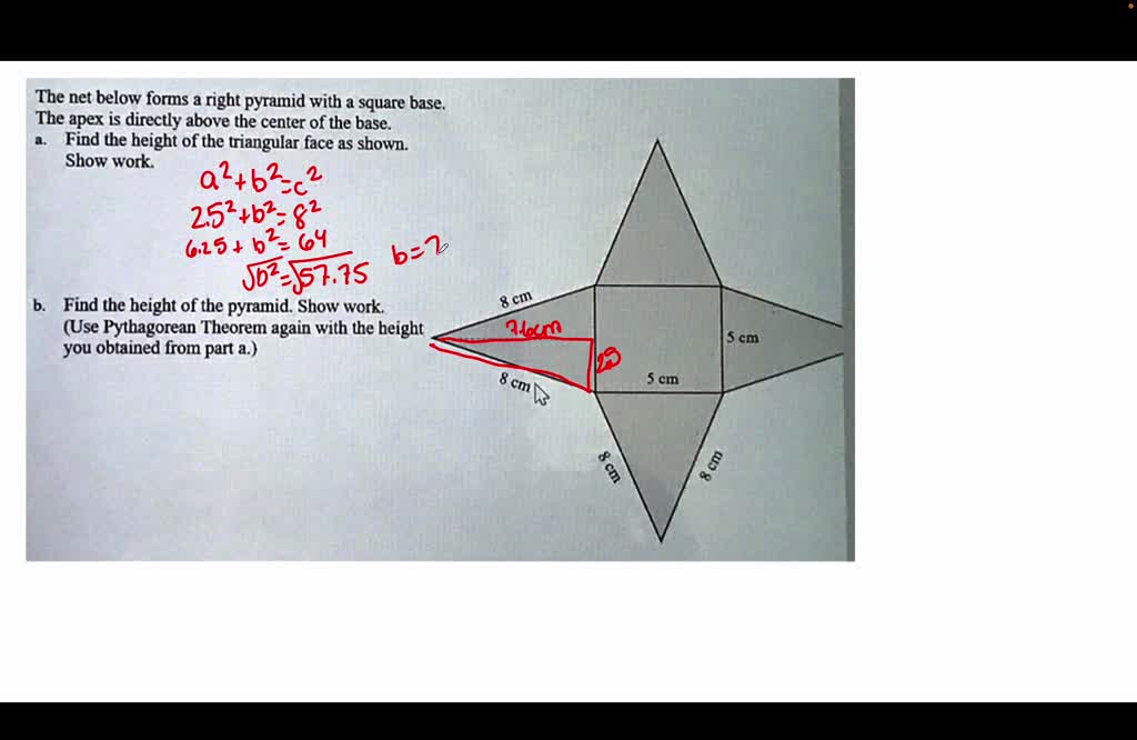 SOLVED: 11 21 9cm D 0 5cm 5cm B The diagram shows a pyramid ABCDE. The ...