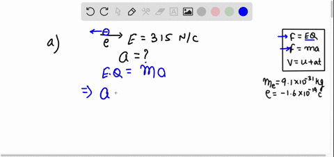 an-electron-is-accelerated-by-a-constant-electric-field-of-magnitude-315-nc-find-the-acceleration-the-electron-ms-use-the-equations-of-motion-with-constant-acceleration-to-find-the-electrons-00683