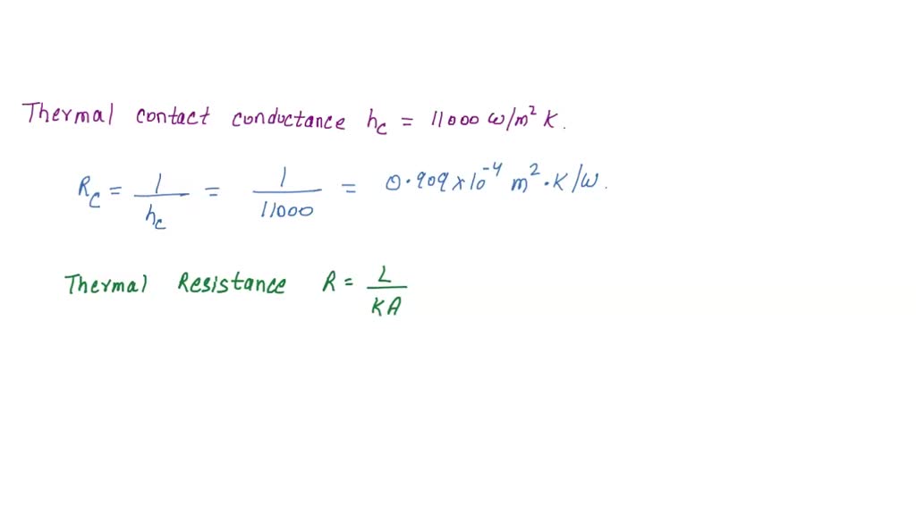 SOLVED: The thermal contact conductance at the interface of two 1-cm ...