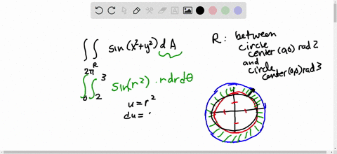 evaluate-the-given-integral-by-changing-to-polar-coordinates-sinx2-y2-da-where-r-is-the-region-in-the-first-quadrant-between-the-circles-with-center-the-origin-and-radii-2-and-3-05511