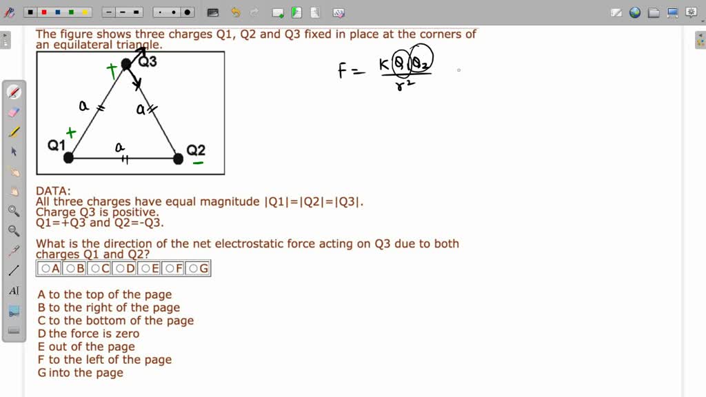 Solved The Figure Shows Three Charges Q1 Q2 And Q3 Fixed In Place At The Corners Of An 5277