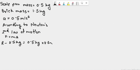 1-figure-a-vertical-rope-ab-has-its-end-b-attached-to-the-top-of-a-scale-pan-the-scale-pan-has-mass-05-kg-and-carries-a-brick-of-mass-15-kg-as-shown-in-figure-1-the-scale-pan-is-raised-verti-86156