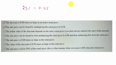question-9-points-possible-2-this-is-attempt-1-of-6-a-store-announces-a-sale-where-everything-in-the-store-is-25-off-meaning-an-items-sale-price-what-you-actually-pay-is-25-less-than-its-normal-retail