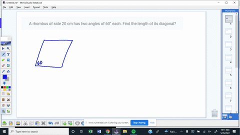 a-rhombus-of-side-20-cm-has-two-angles-of-60-each-find-the-length-of-its-diagonal-08347