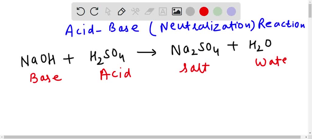 SOLVED: H2SO4+ NaOH Na2SO4+ H20 give the full explanation and balance ...