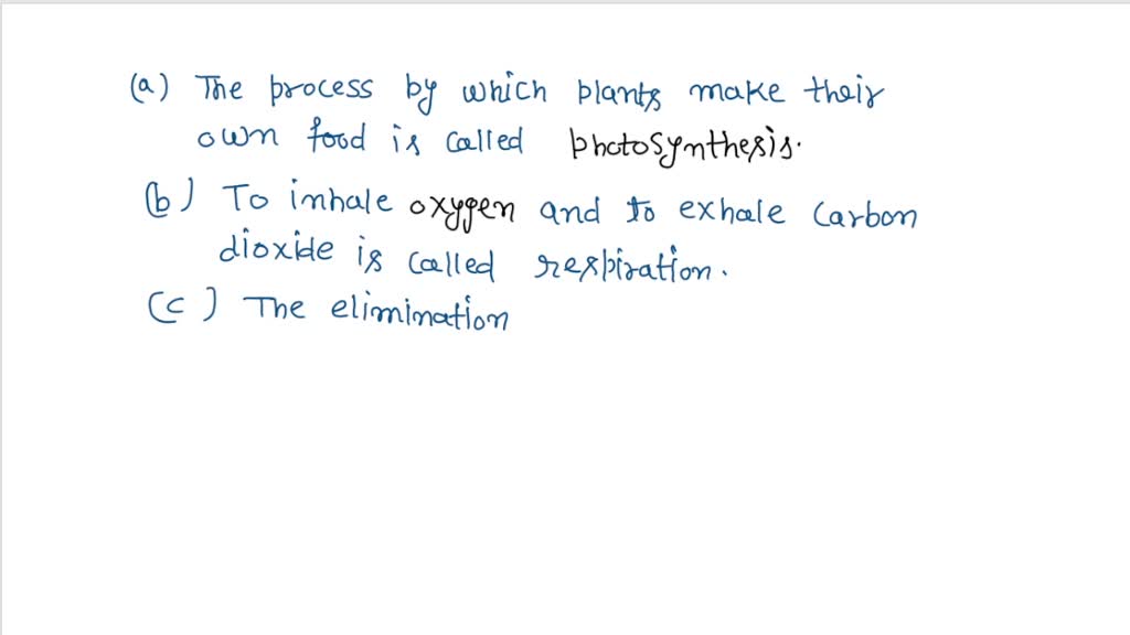SOLVED (a) The process by which plants make their own food is called
