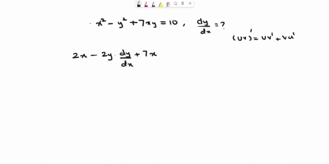 find-dydx-by-implicit-differentiation-for-x2-y2-7xy-10-66206