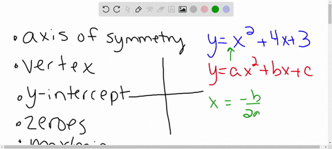 for-each-equation-identify-the-equation-of-the-axis-of-symmetry-the-coordinates-of-the-vertex-the-y-intercept-the-zeros-and-the-maximum-or-minimum-values