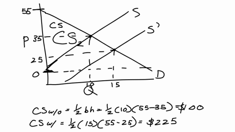 using-a-diagram-show-the-consumers-and-producer-surplus-before-and-after-the-subsidy-calculate-each-of-these-areas-how-would-the-deadweight-loss-change-if-the-supply-curve-became-more-inelas-65784
