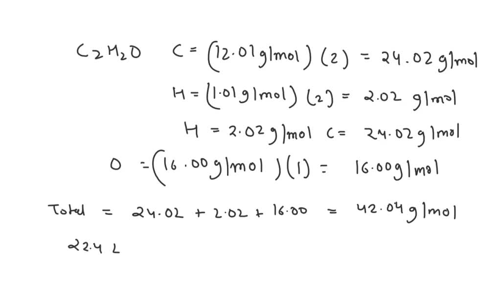 SOLVED: The simplest (empirical) formula of a compound is C2H2O. At STP ...