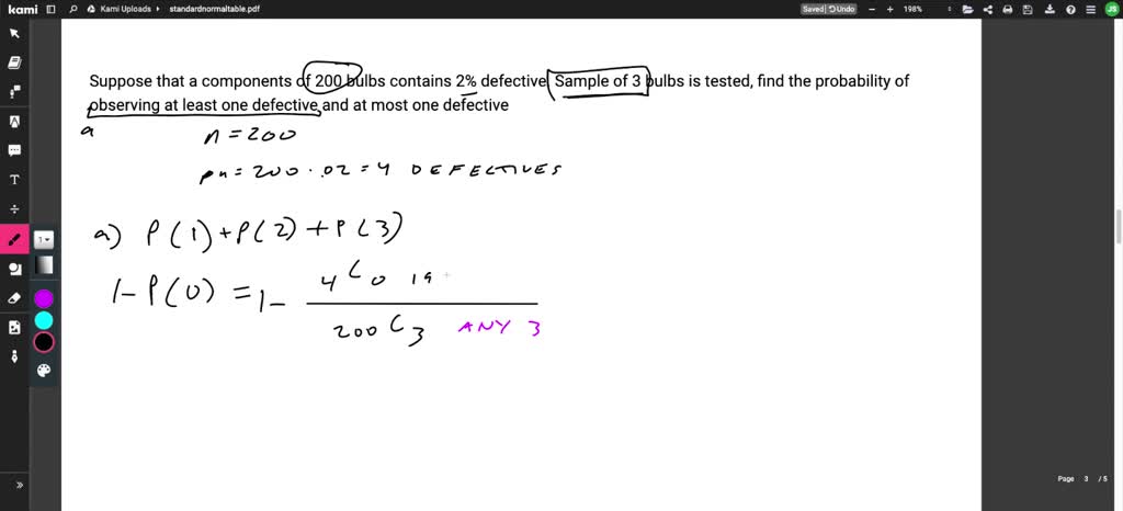 SOLVED: suppose that a components of 200 bulbs contains 2% defective ...