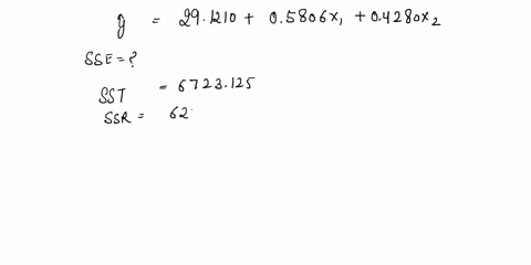 the-following-estimated-regression-equation-based-obsenations-291210-05806-1-04280x2-the-values-of-sst-and-ssr-are-6723125-and-6224375-respectively-presented-find-sse-sse-b-compute-r2-round-29768