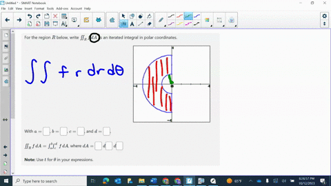 for-the-region-r-below-write-iint_r-f-d-a-as-an-iterated-integral-in-polar-coordinates-with-a-b-c-and-d-iint_r-f-d-aint_ab-int_cd-f-d-a-where-d-a-d-square-d-note-use-t-for-theta-in-your-expressions