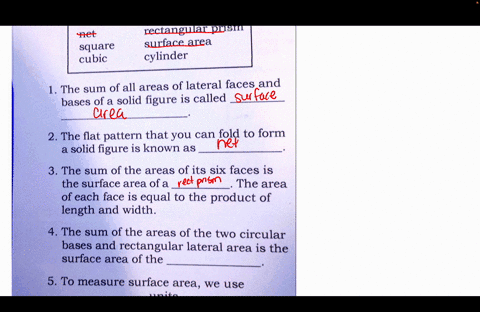 directionfill-the-blankschoose-the-correct-answer-from-the-given-choices-inside-the-boxnet-rectangular-prismssquare-surface-area-cubic-cylinder1-the-sum-of-all-areas-of-lateral-faces-and-bas-53886