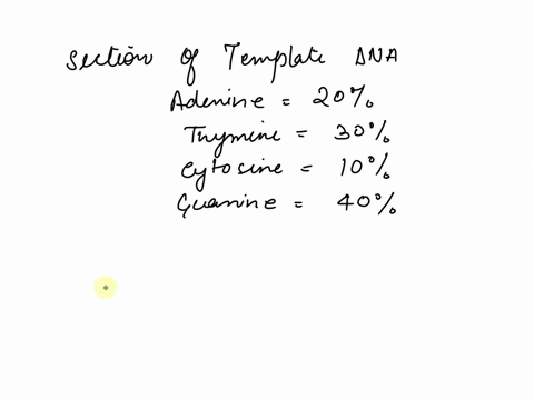 a-section-of-template-dna-contains-the-following-proportions-of-bases-adenine-20-thymine-30-cytosine-10-guanine40-the-proportions-of-three-of-the-mrna-nucleotides-produced-from-this-dna-are-50238