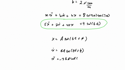 an-5-kg-mass-is-attached-to-a-spring-hanging-from-the-ceiling-and-allowed-to-come-to-rest-assume-that-the-spring-constant-is-40-nm-and-the-damping-constant-is-2-n-secm-at-time-t0-an-external-48606