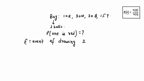a-bag-contains-10-red-balls-30-white-balls-20-black-balls-and-15-yellow-balls-if-2-balls-are-drawn-replacement-being-made-after-each-drawing-find-the-probability-that-only-one-is-red-89773